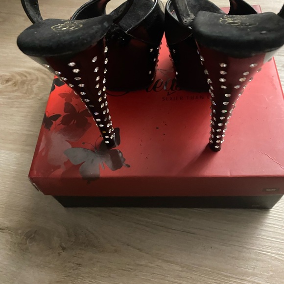 Pleaser Black and Silver Studded Platforms - Picture 4 of 12